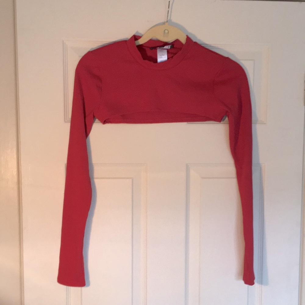 NWT Lulus Red Ribbed Long Sleeve Shrug